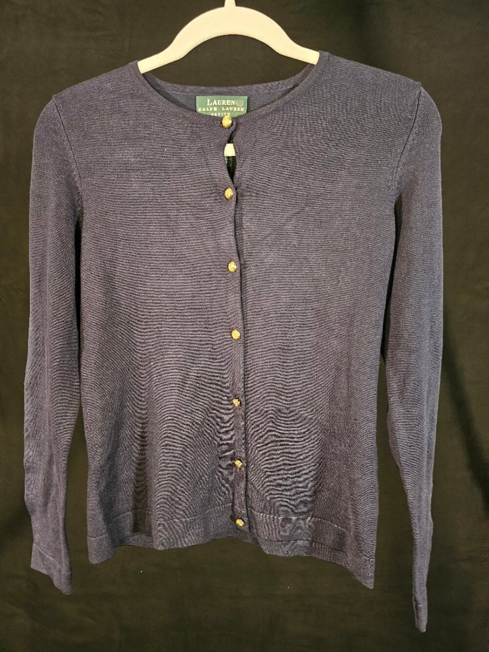 Lauren Ralph Lauren Women's Petite Petite Navy Blue Gold Button